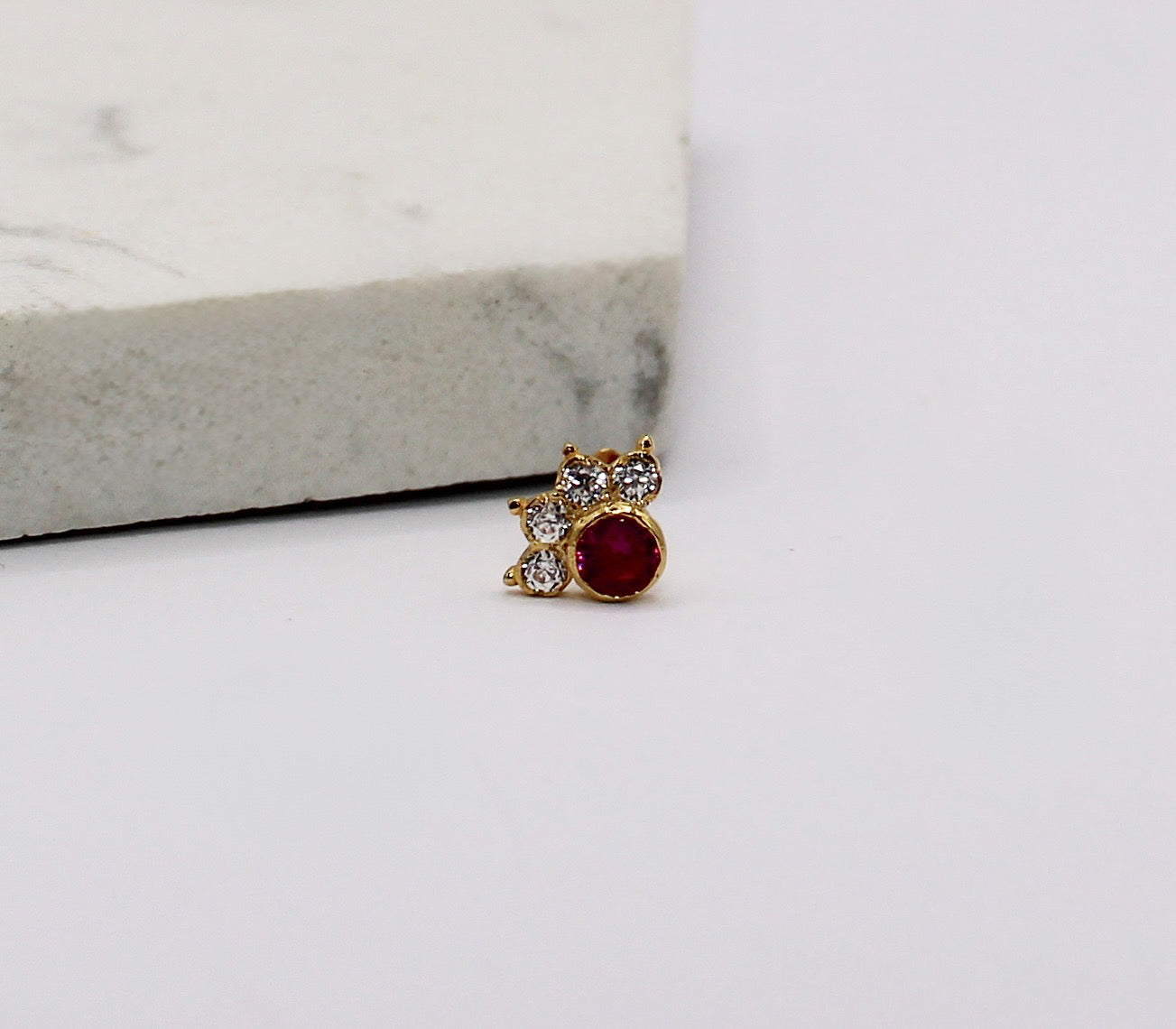 Deep Pink Crescent Stud