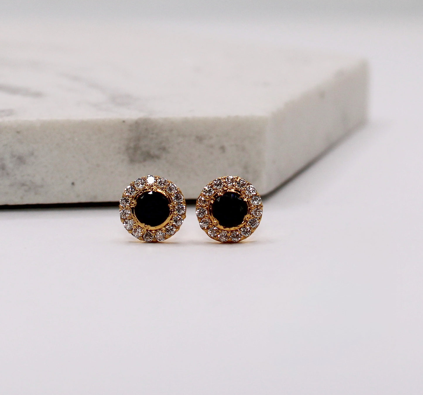 Black Sparkly Halo Studs