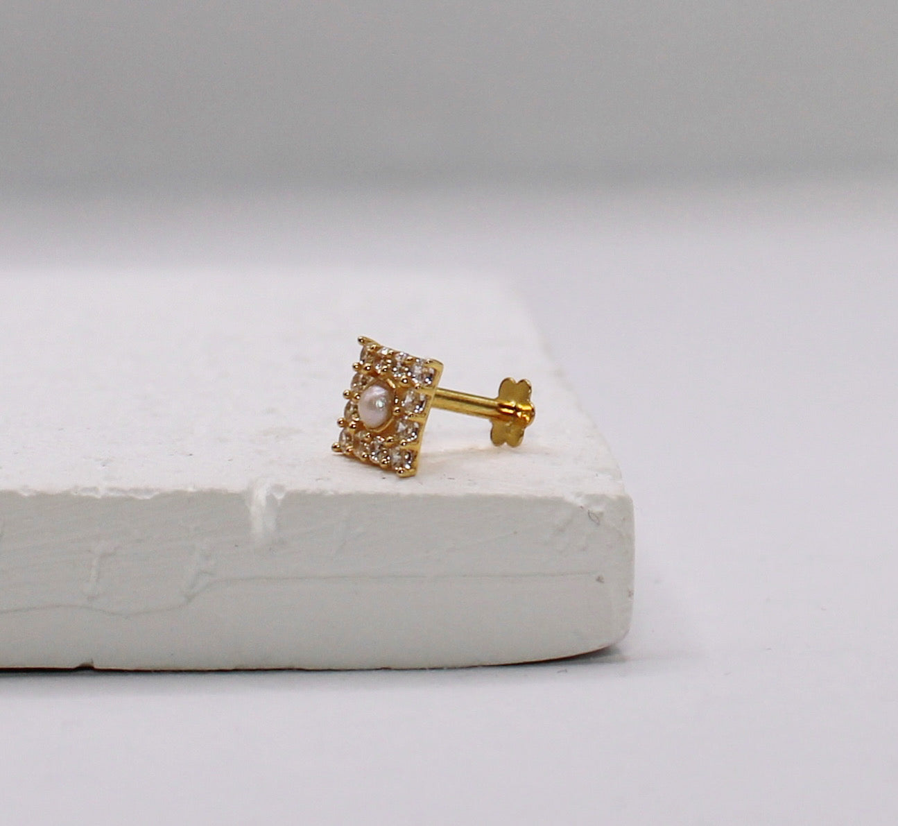 Square Pearl Stud
