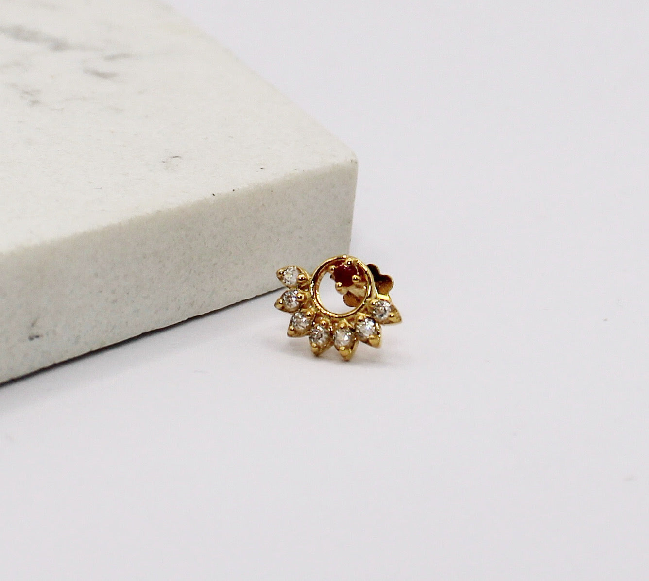 Pink Crescent Stud