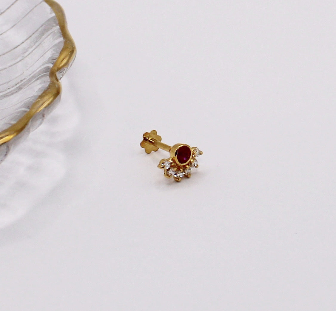 Pink Crescent Stud