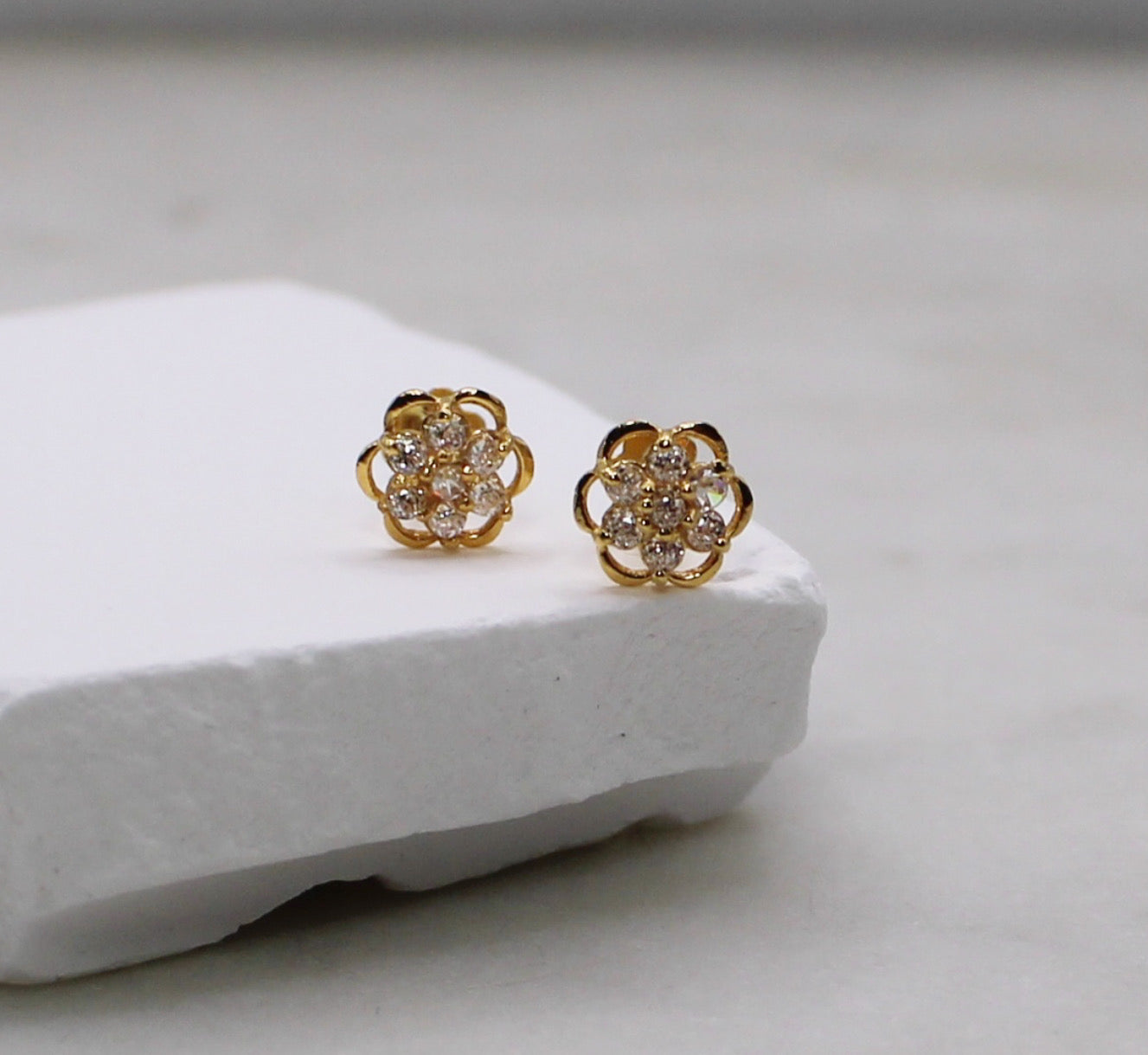 Gold Rim Flower Studs