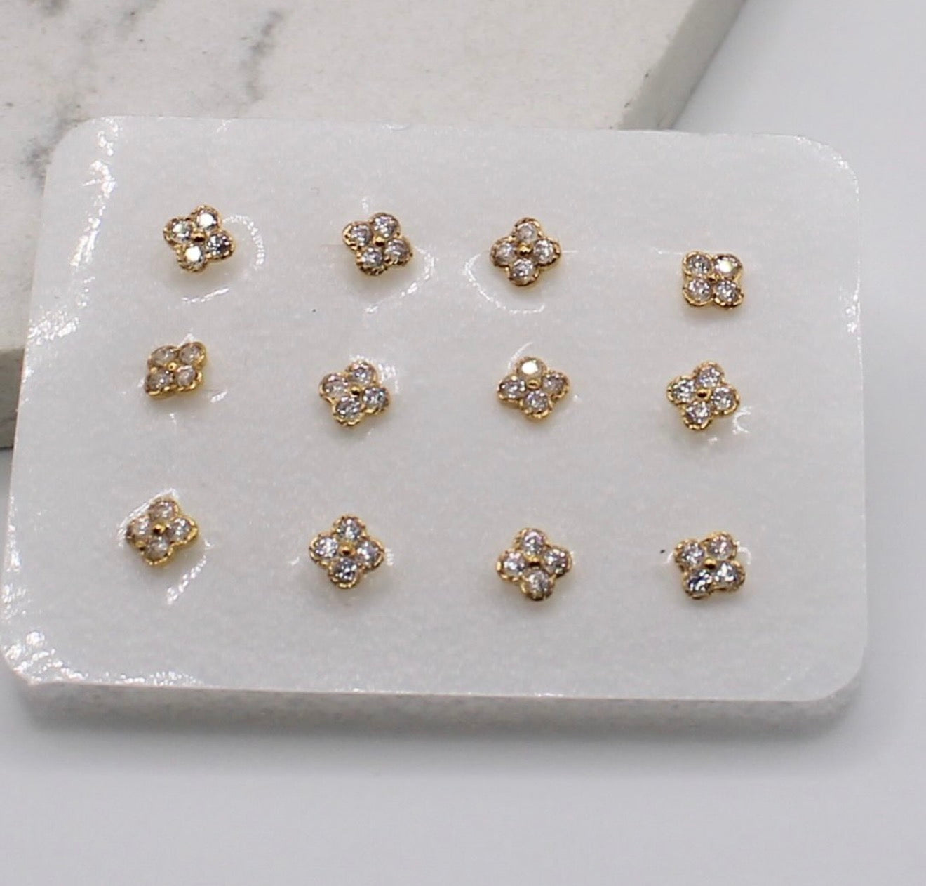 Cubic Zirconia Clover Studs | 18carat