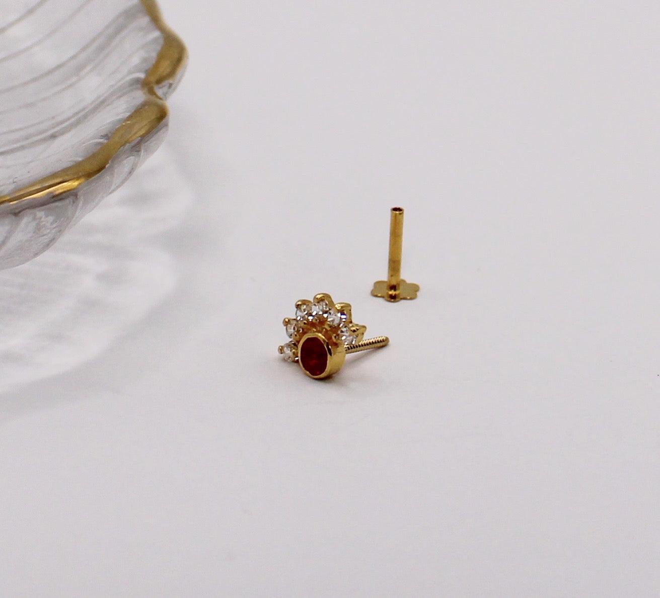 Pink Crescent Stud