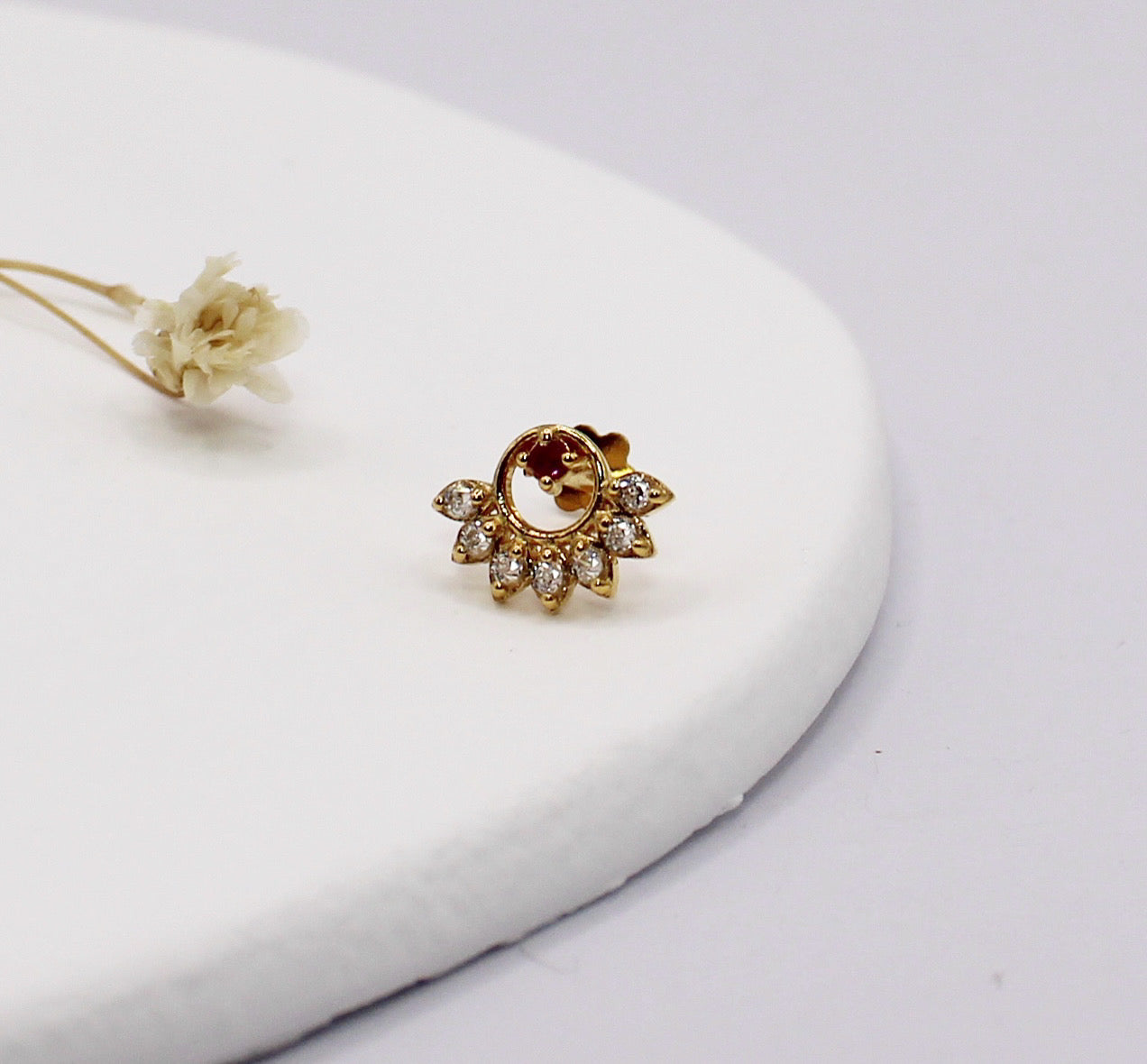 Pink Crescent Stud