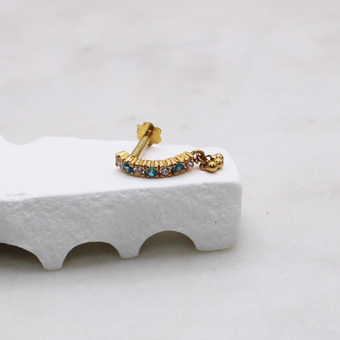 Blue Long Curve Stud