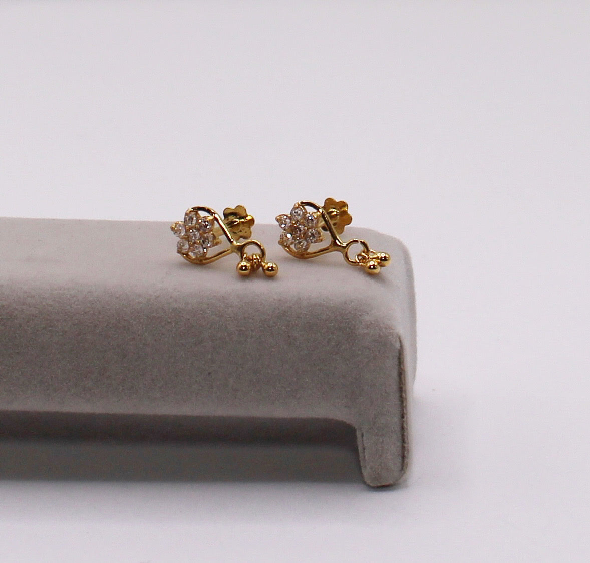 Heart Flower Dangly Studs