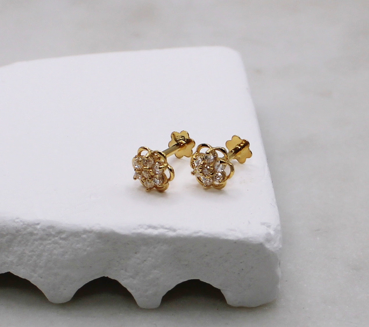 Gold Rim Flower Studs