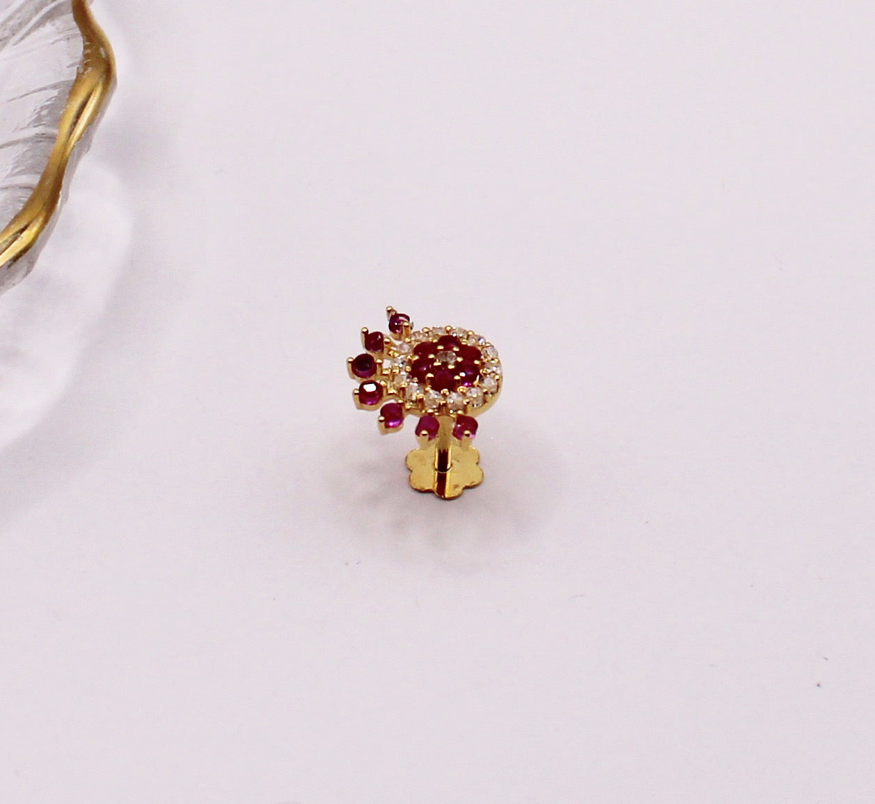 Pink Crescent Cluster Stud | Single Piece