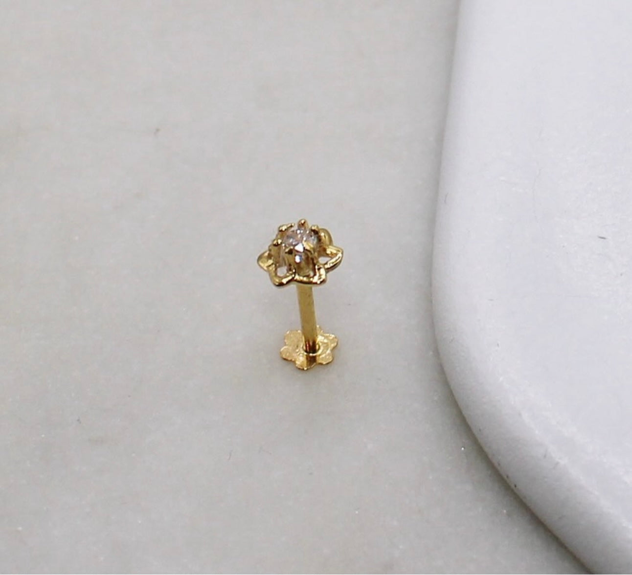 Cubic Zirconia Flower Stud