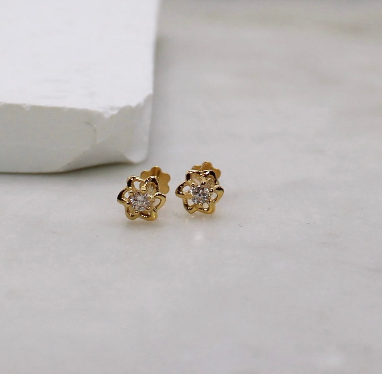 Cubic Zirconia Flower Studs