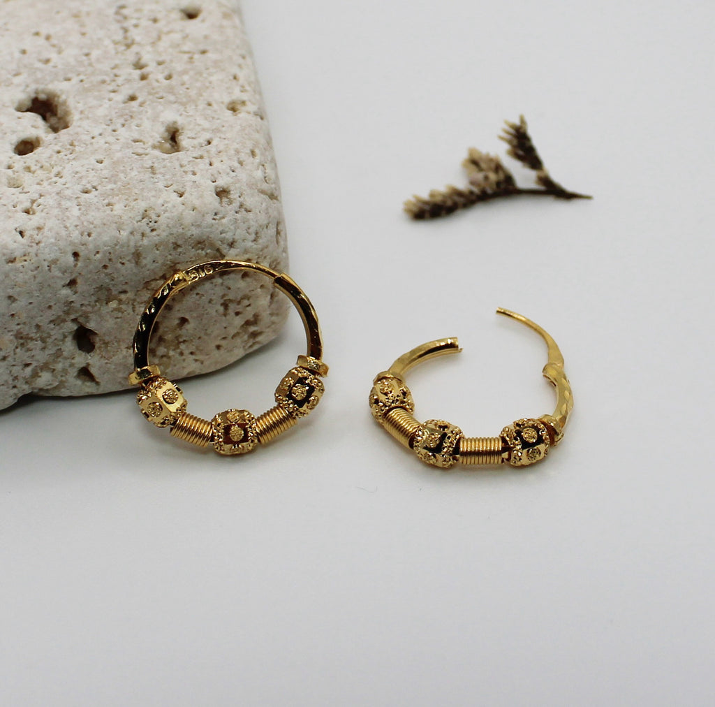 3-beaded Hoops | 22carat