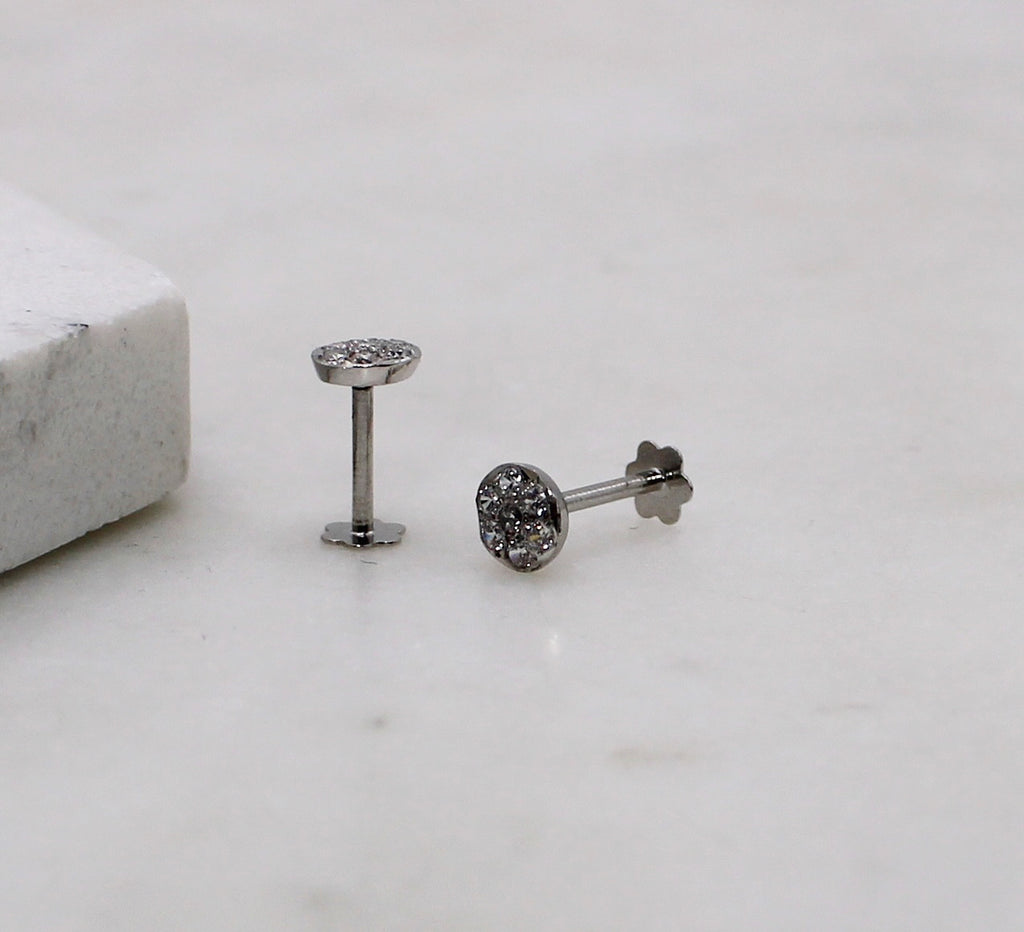 Round Rhodium Studs