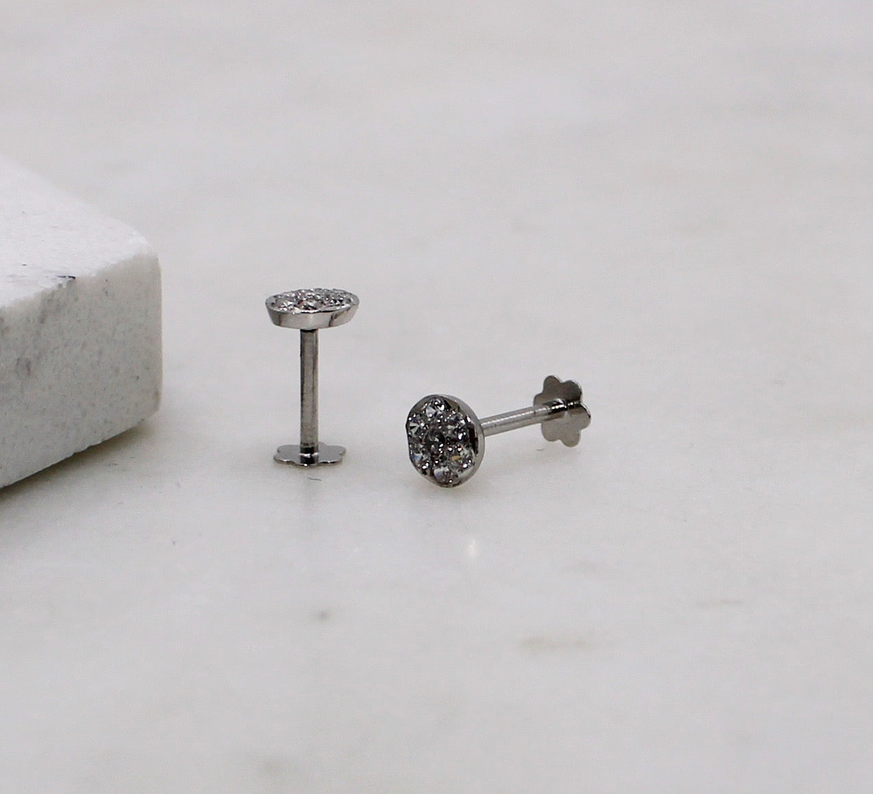 Round Rhodium Studs