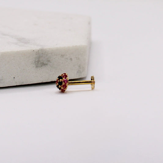 Black & Deep Pink Dome Stud