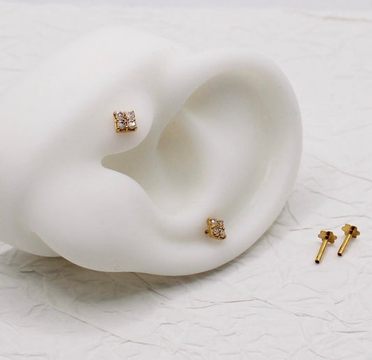 Square Sparkly Stud | single piece