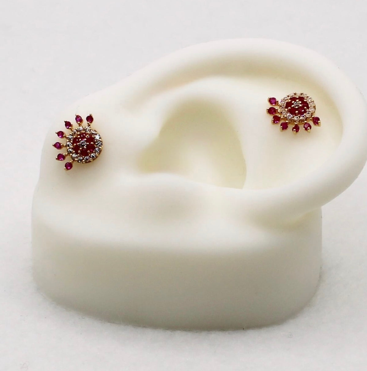 Pink Crescent Cluster Studs | Pair