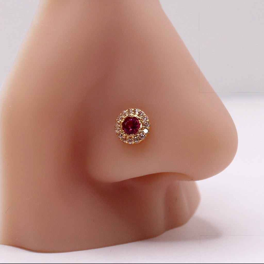 Deep Pink Sparkly Halo Studs