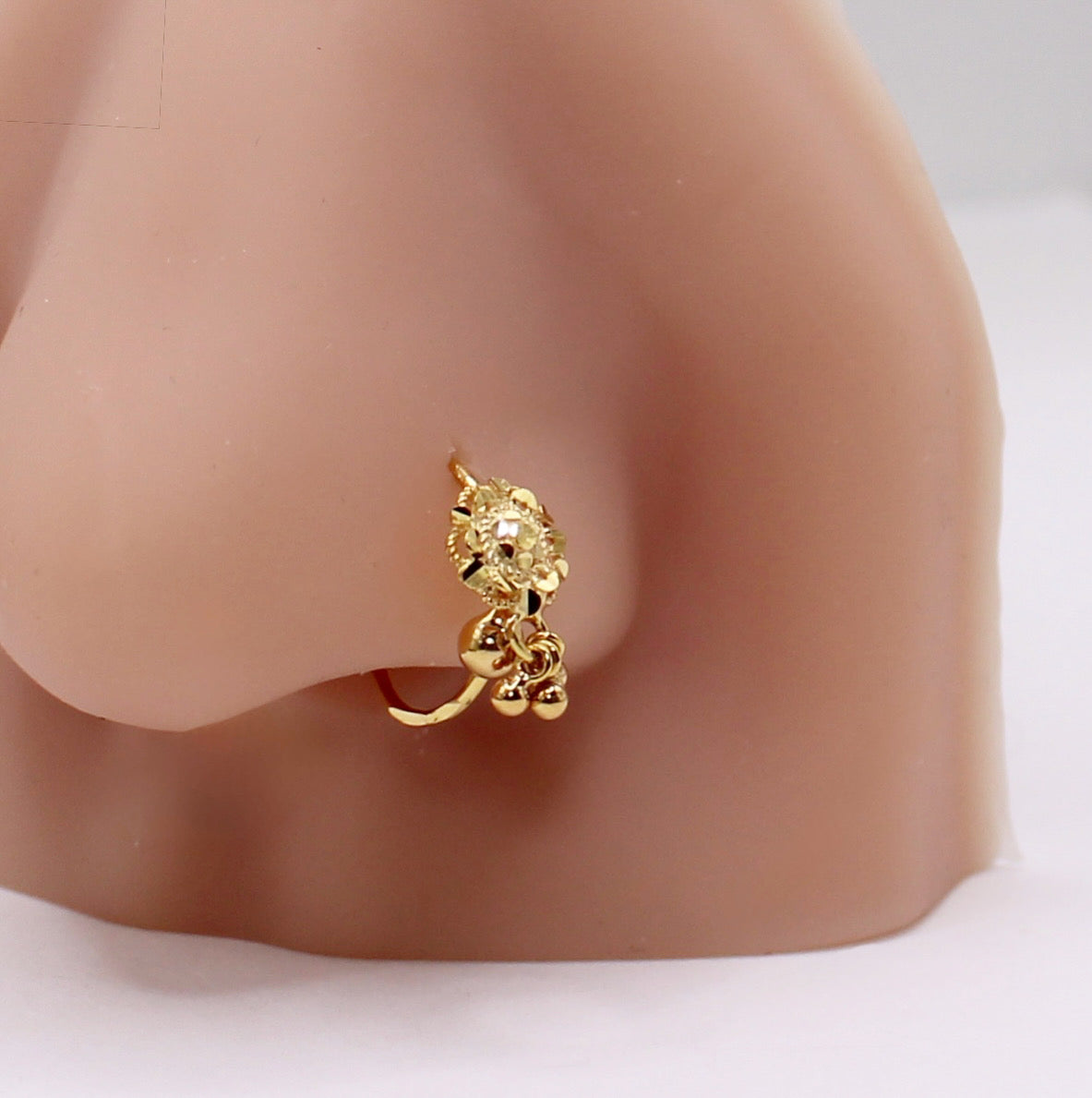 3-ball Dangle Flower Hoop | 9mm