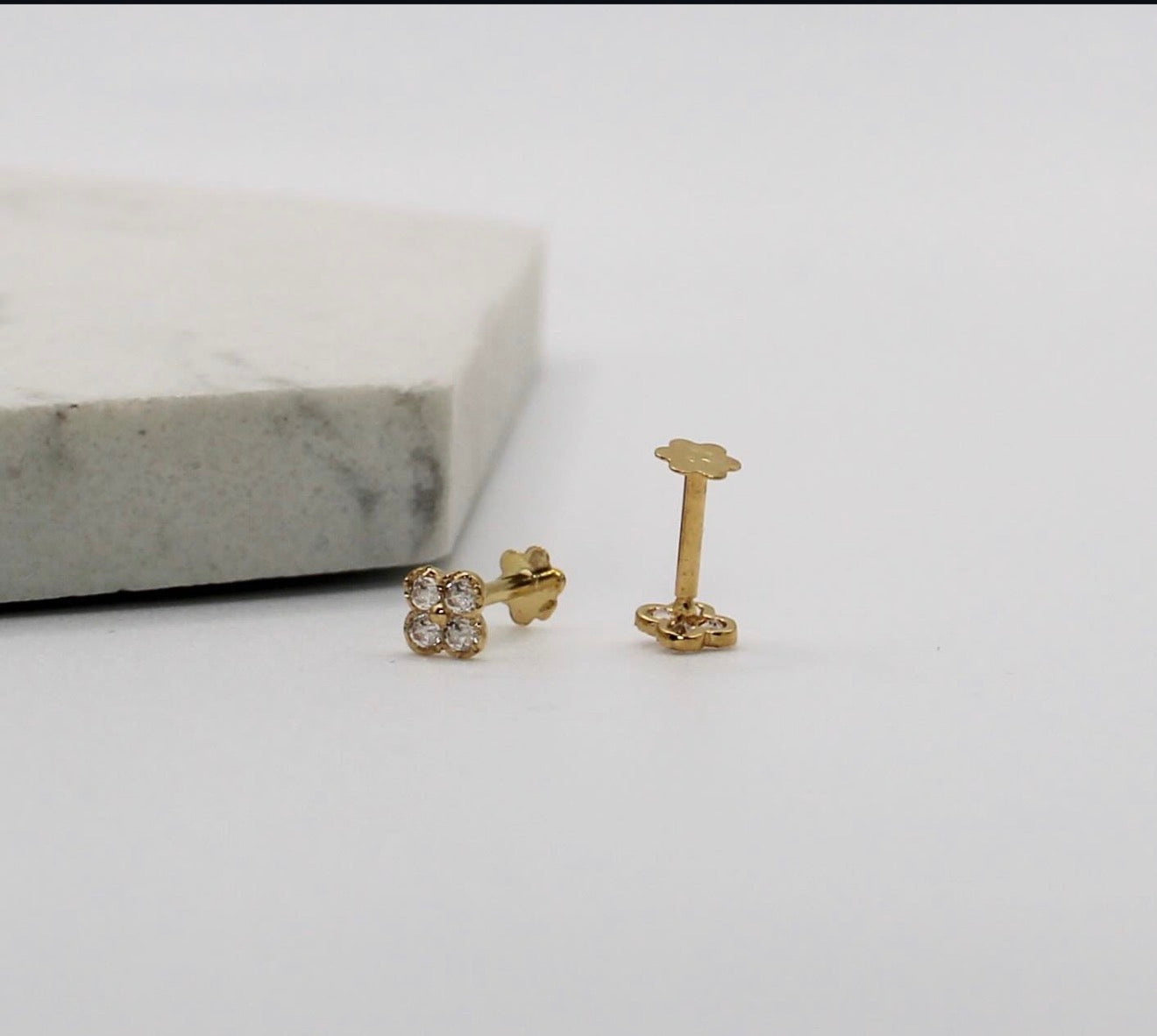 Cubic Zirconia Clover Studs | 18carat