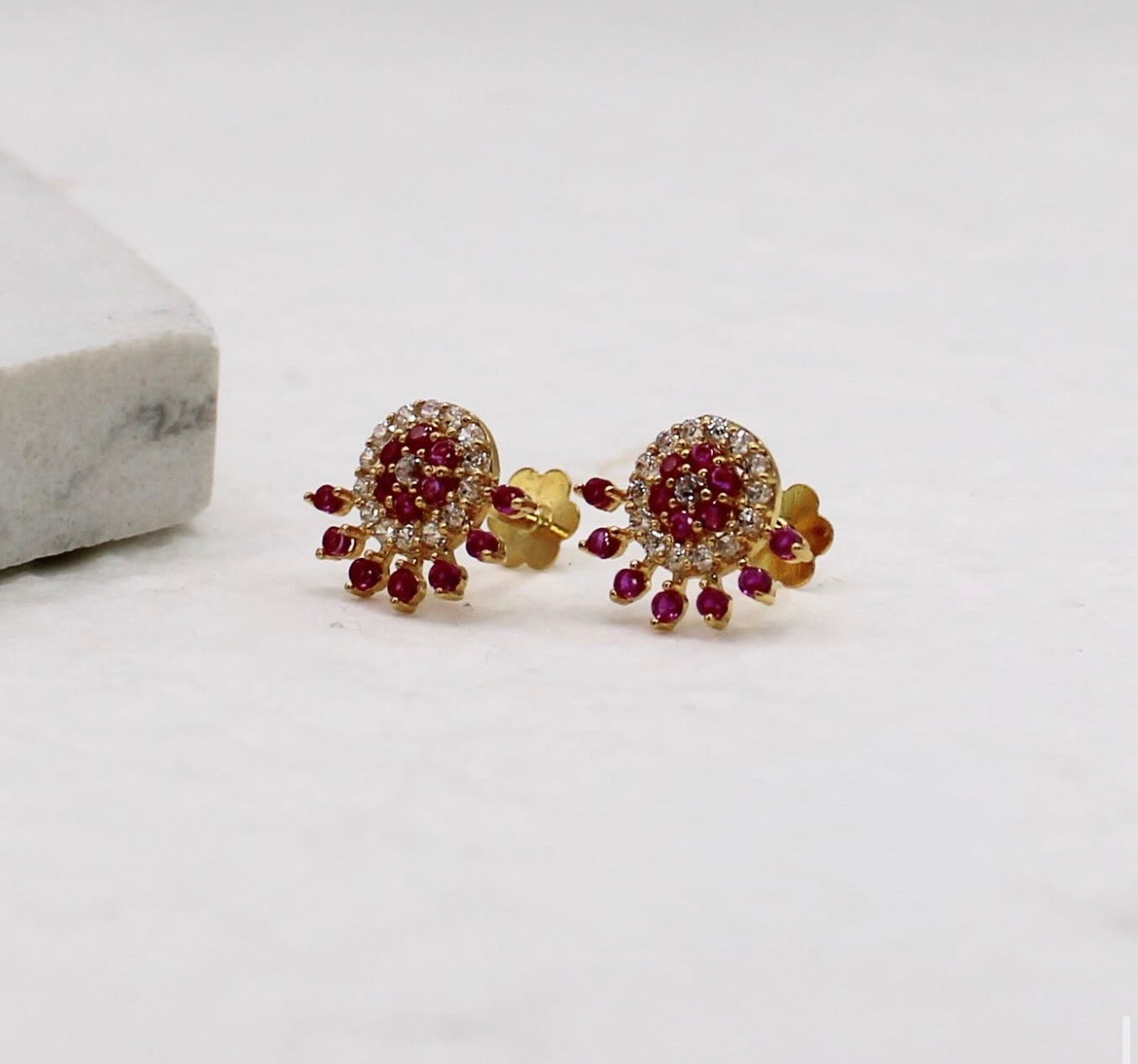 Pink Crescent Cluster Studs | pair