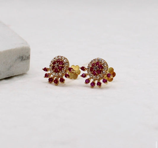 Pink Crescent Cluster Studs | pair