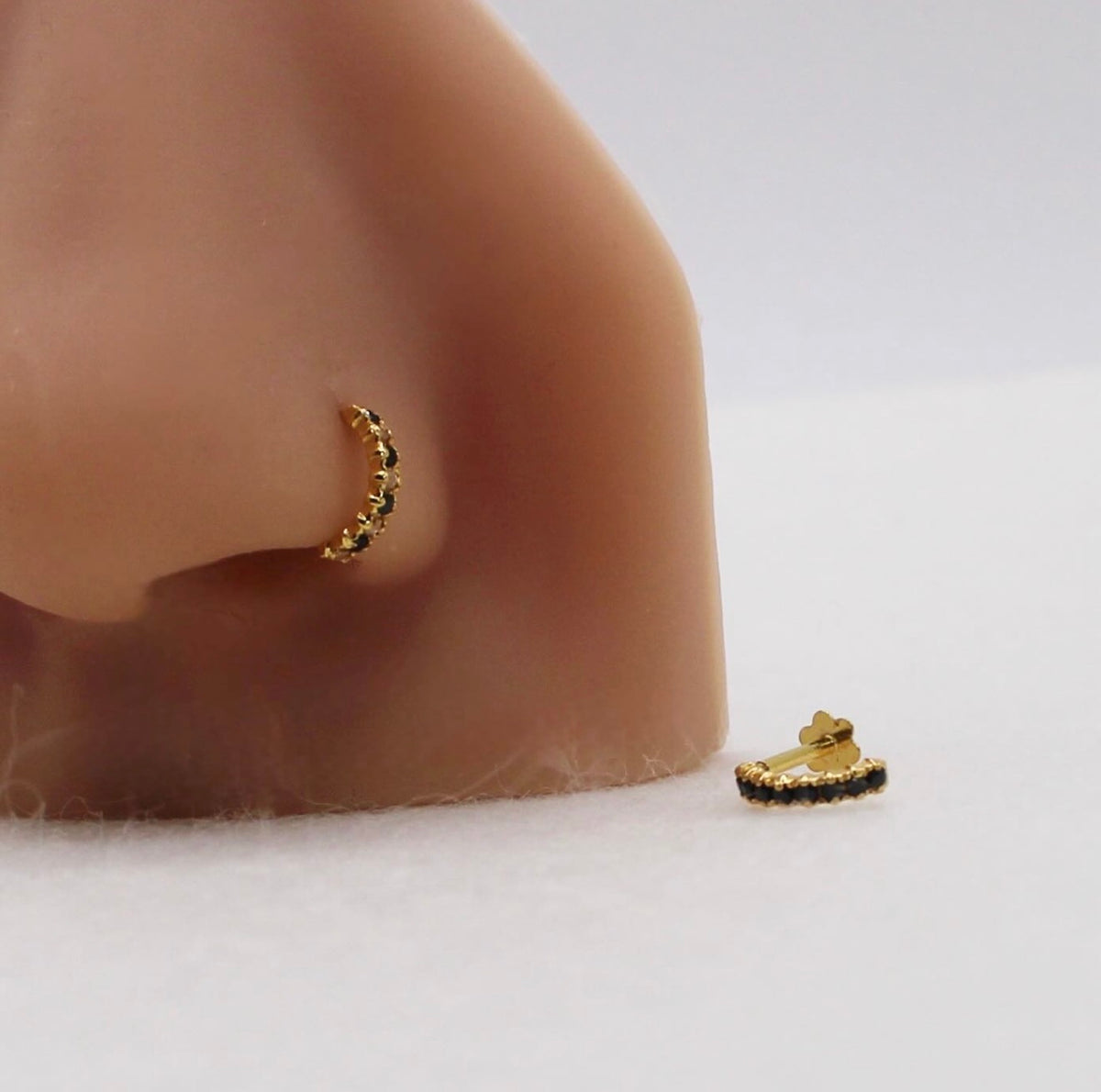 Black Baguette Stud | 18carat