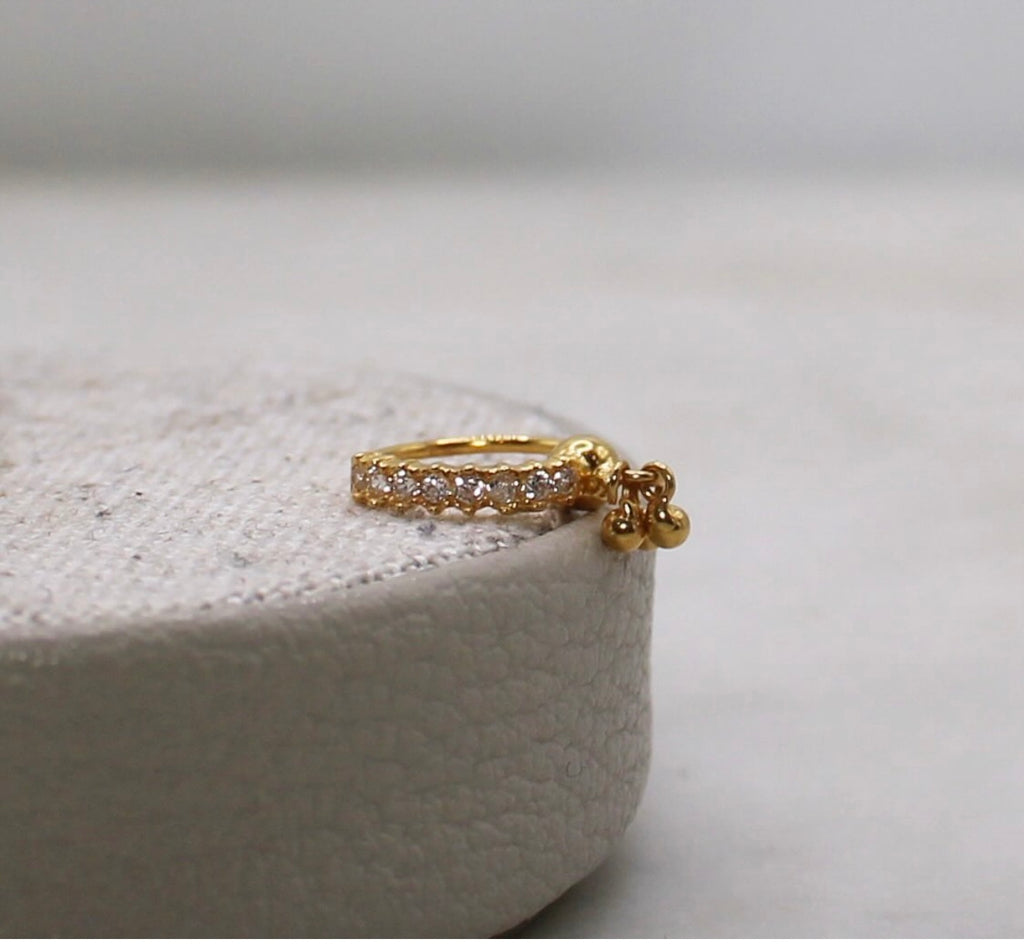 Clear Dangly Baguette Hoop