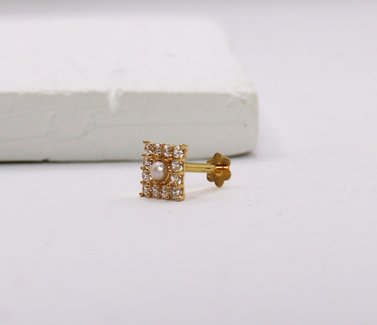 Square Pearl Stud