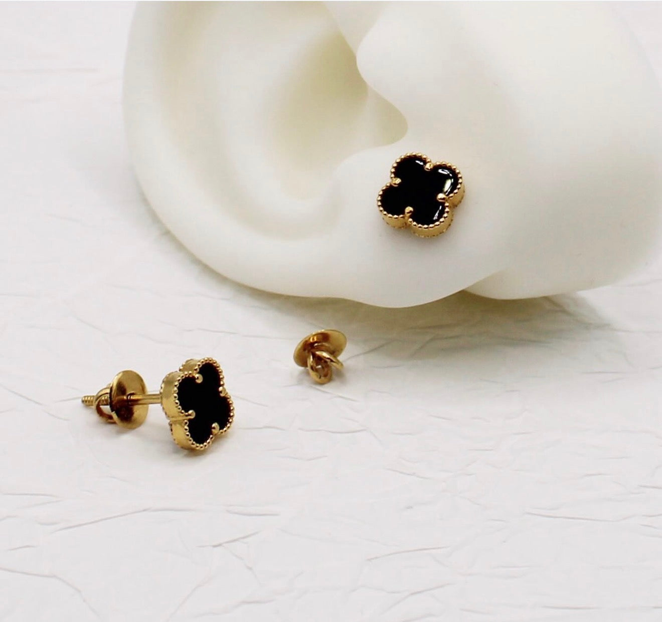 Midnight Clover Studs