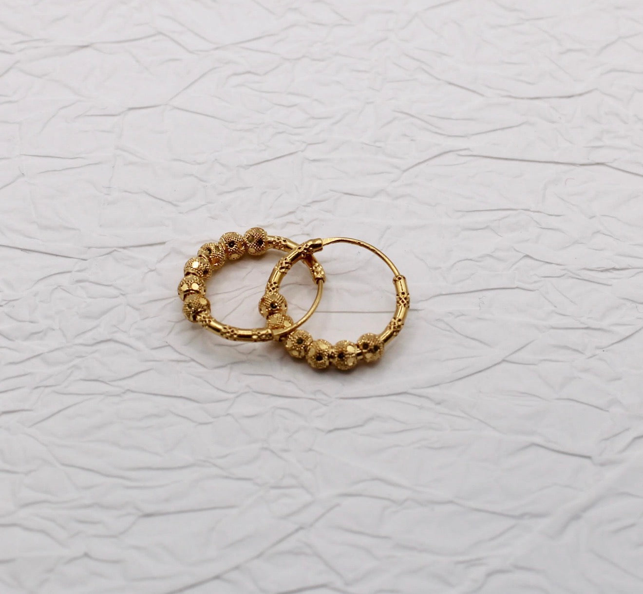 Beaded Detailed Hoops | 12.5mm