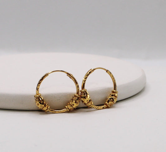 Double-ball 18carat Hoops