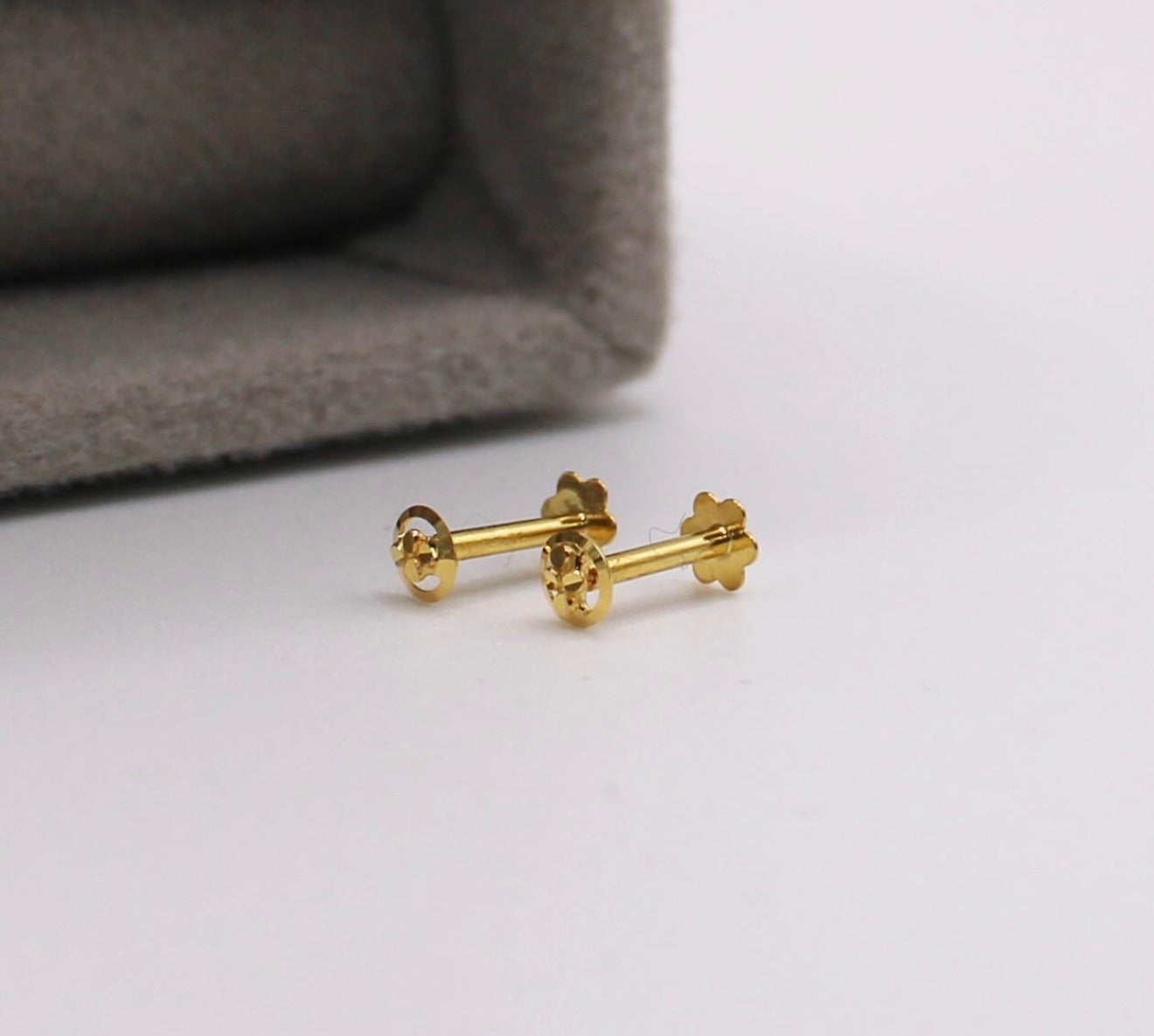 Round Gold Halo Studs