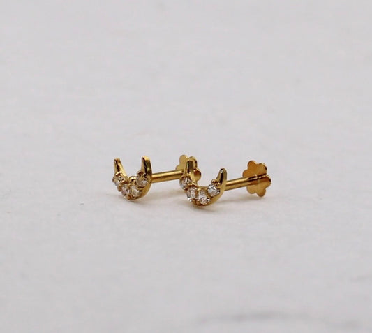 Sparkly Moon Studs