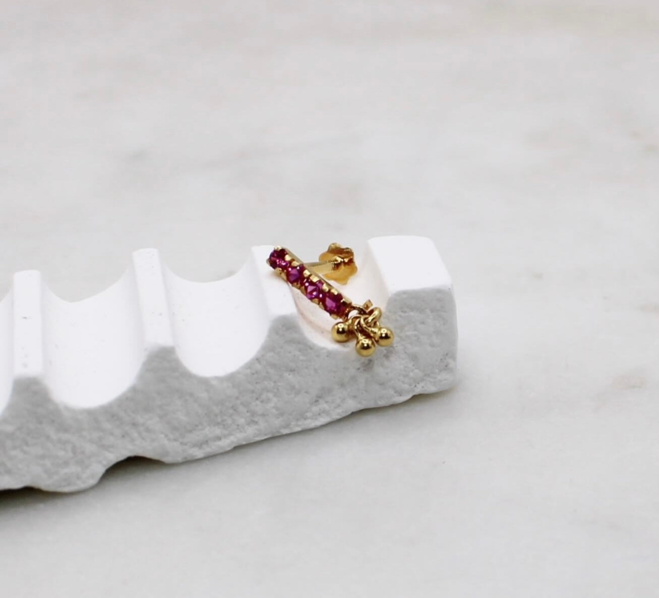 Deep Pink Dangly Stud