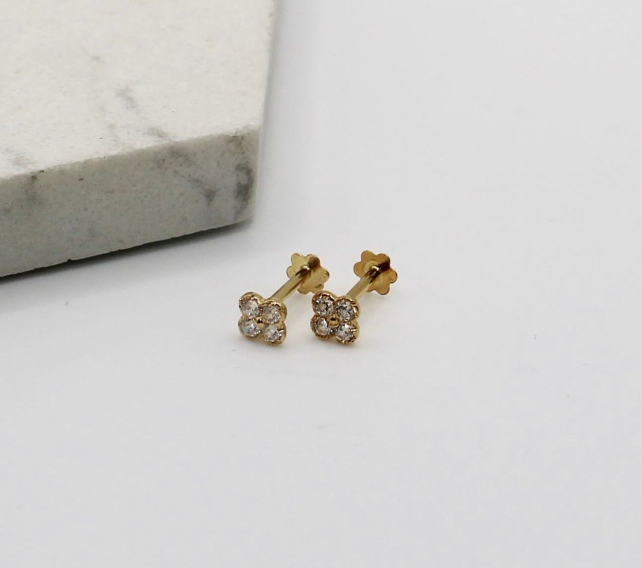 Cubic Zirconia Clover Studs | 18carat