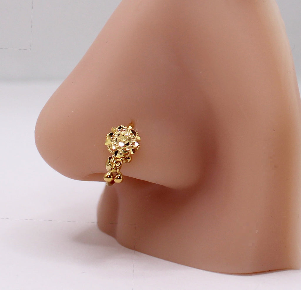 3-ball Dangle Flower Hoop | 9mm