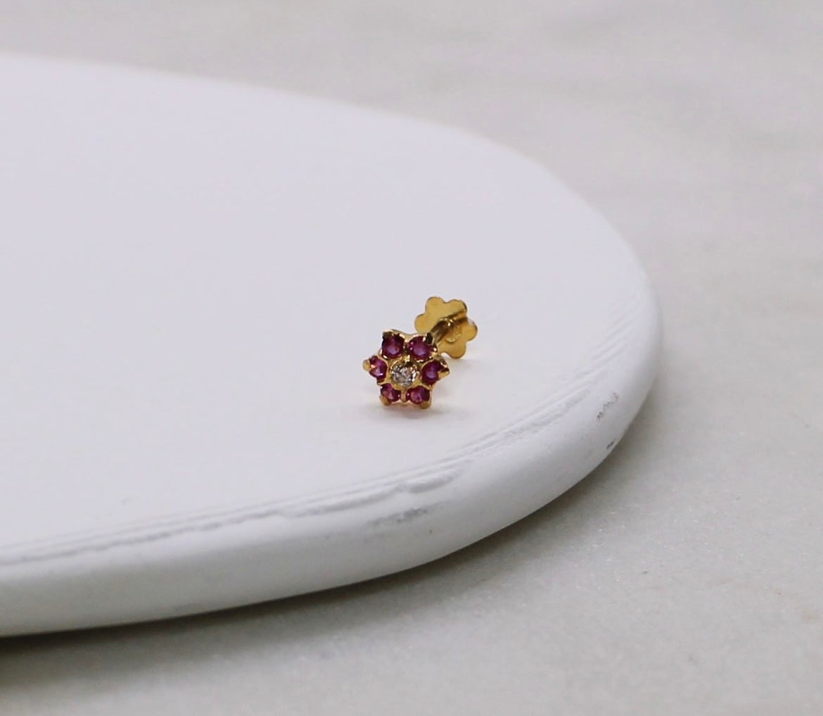 Deep-pink Flower Stud