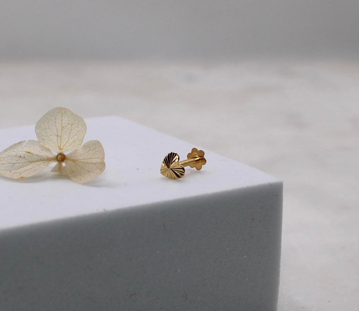 Diamond Cut Heart Stud 14carat