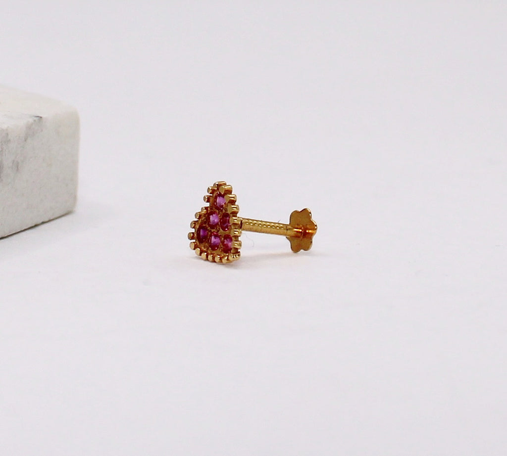 Deep Pink Heart Stud