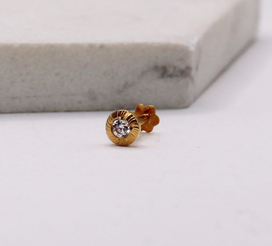 Thick Gold Rim CZ Stud