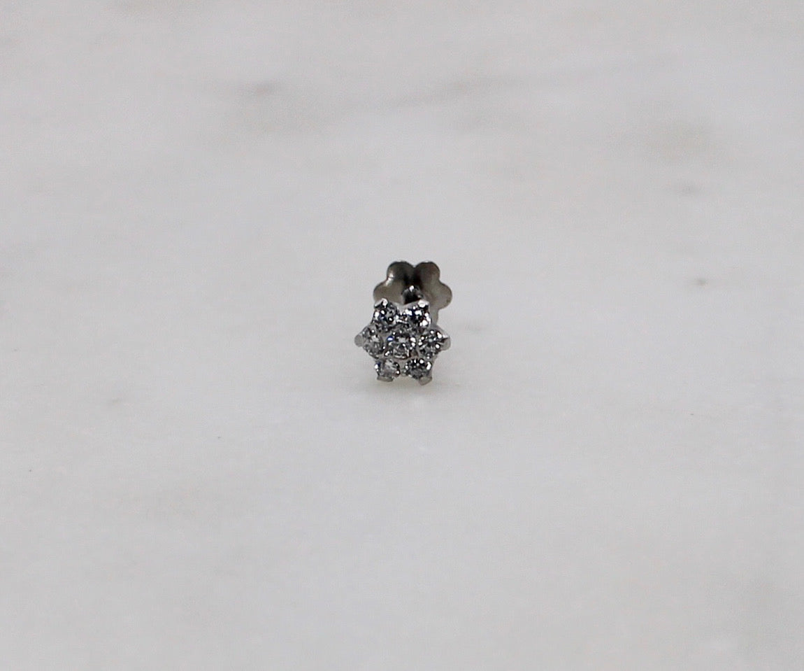 Rhodium Flower Stud