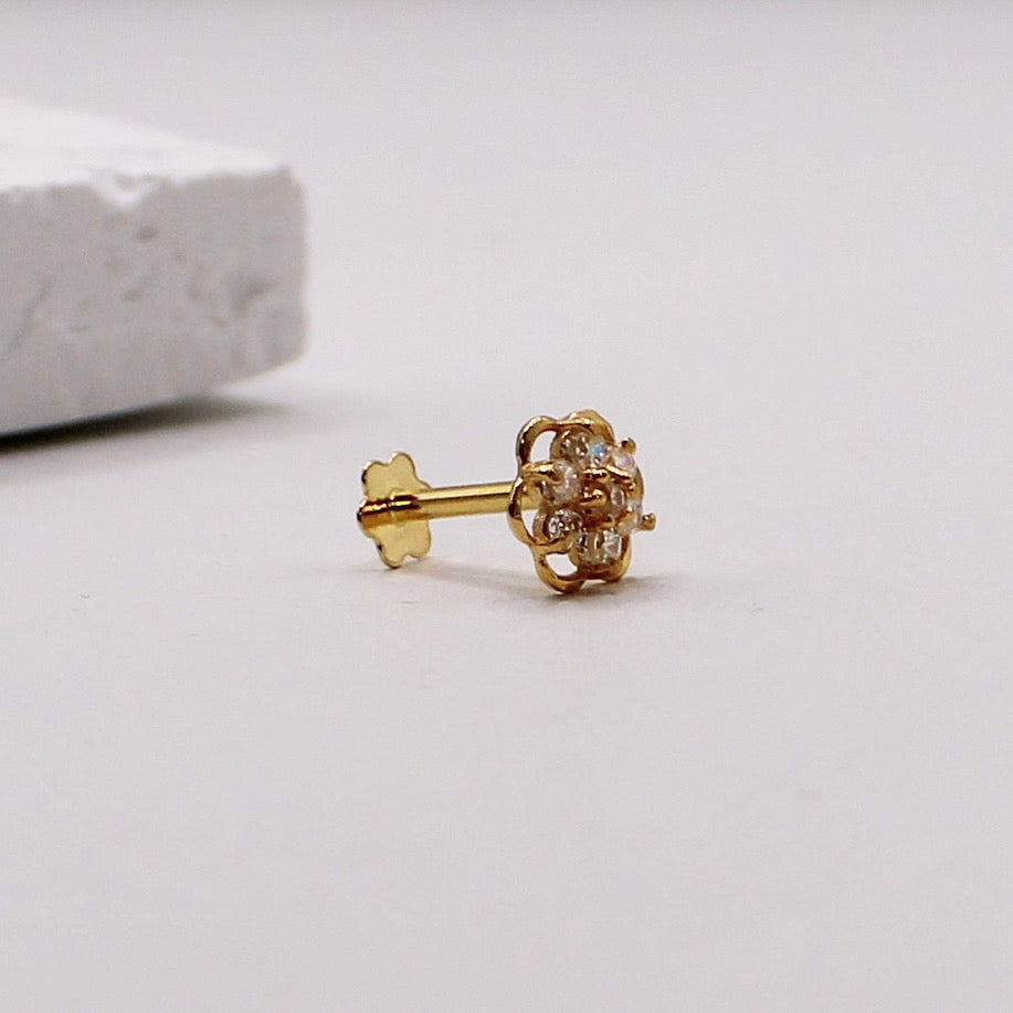 Gold Rim Flower Stud