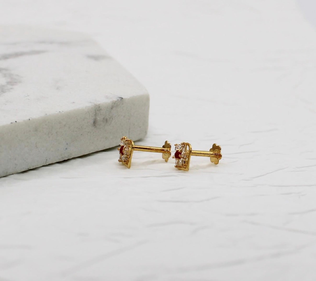 Ruby Heart Studs