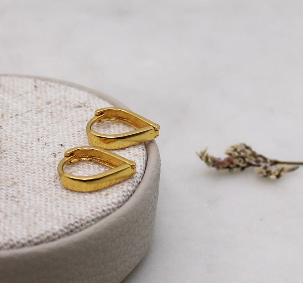 Mini Gold Heart Hoops