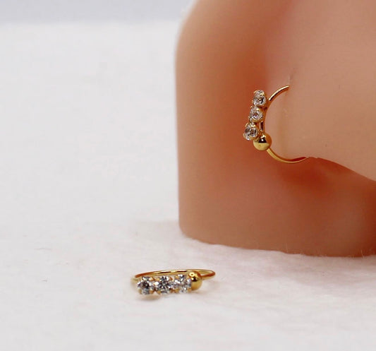 Triple Crystal Hoop | 9mm