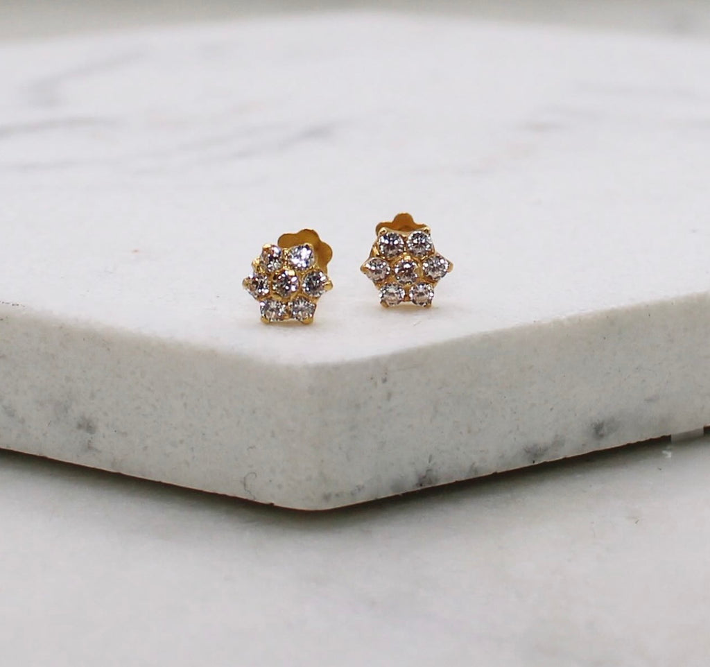 Cubic Zirconia Flower Studs