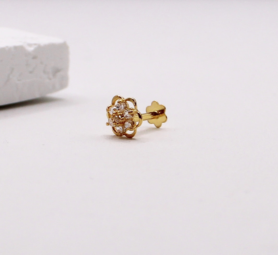 Gold Rim Flower Stud