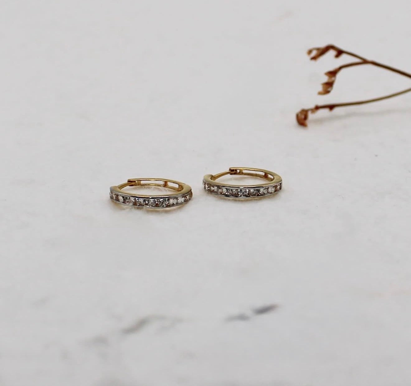 Dainty Rhodium Finish Huggies | 9mm