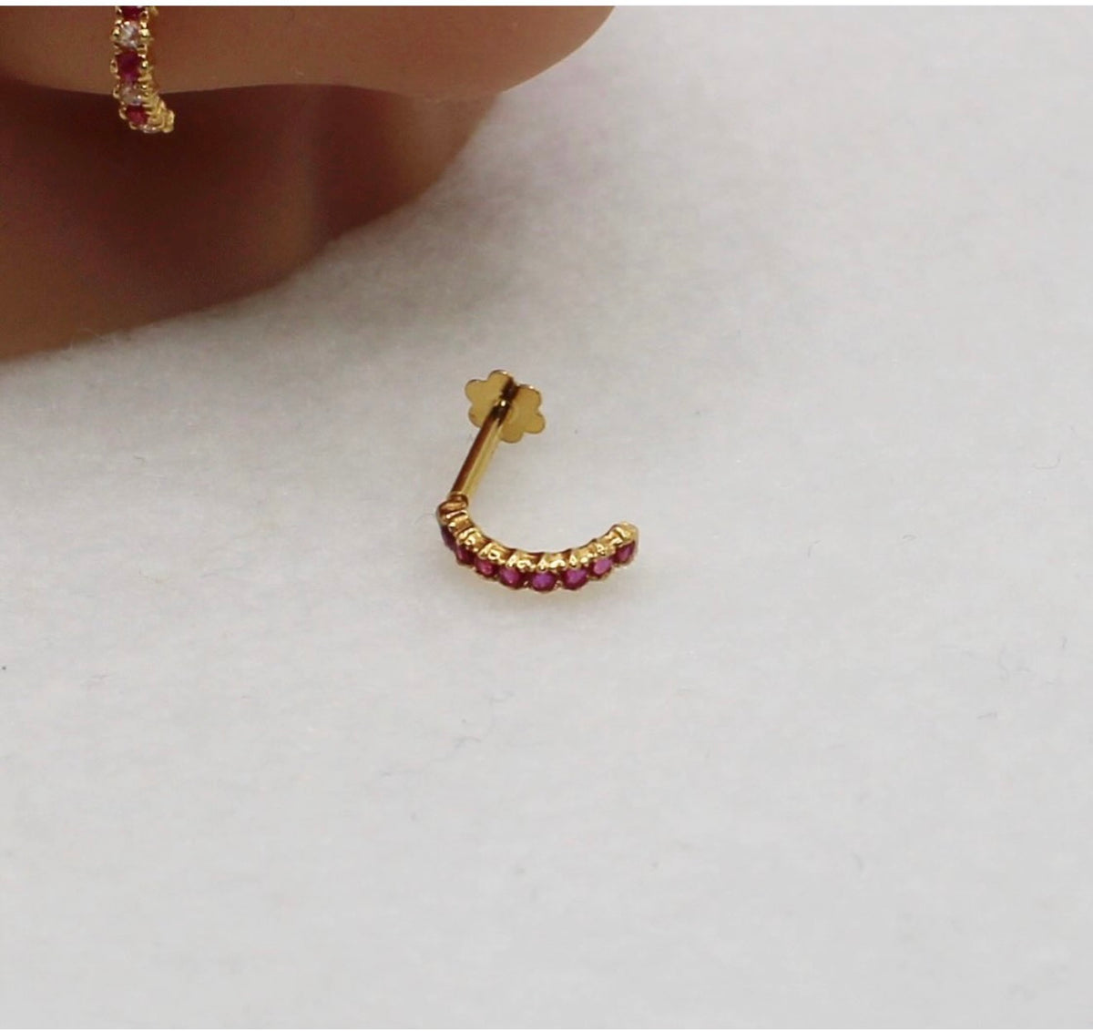 Pink Baguette Stud | 18carat